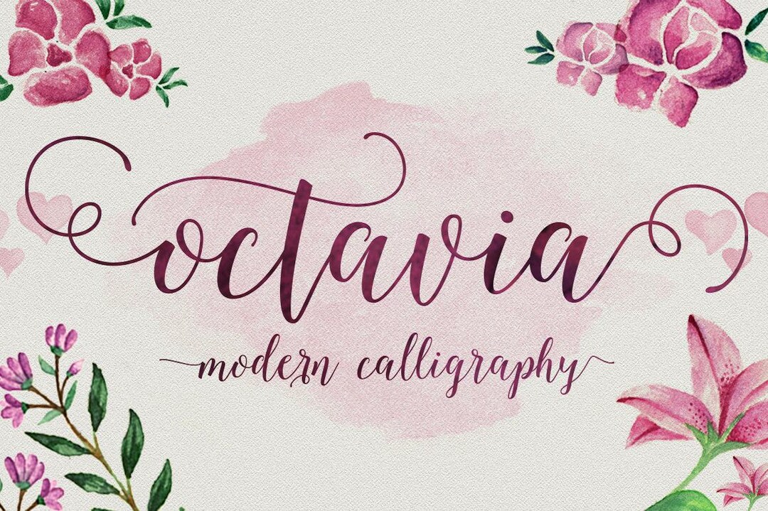 Writing Octavia Octavia Script Font: Modern Calligraphy With Watercolor Graphics - Etsy