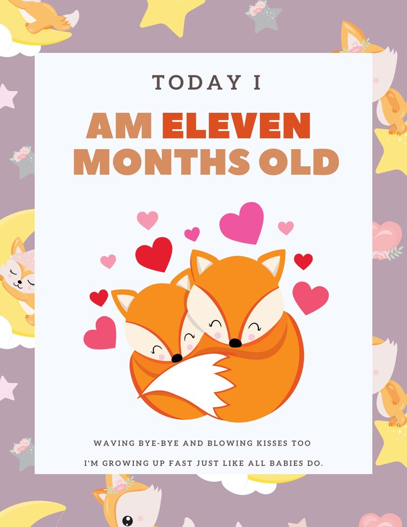 Fox Themed Printable Baby Milestones Posters - 20 Page Digital Download ...