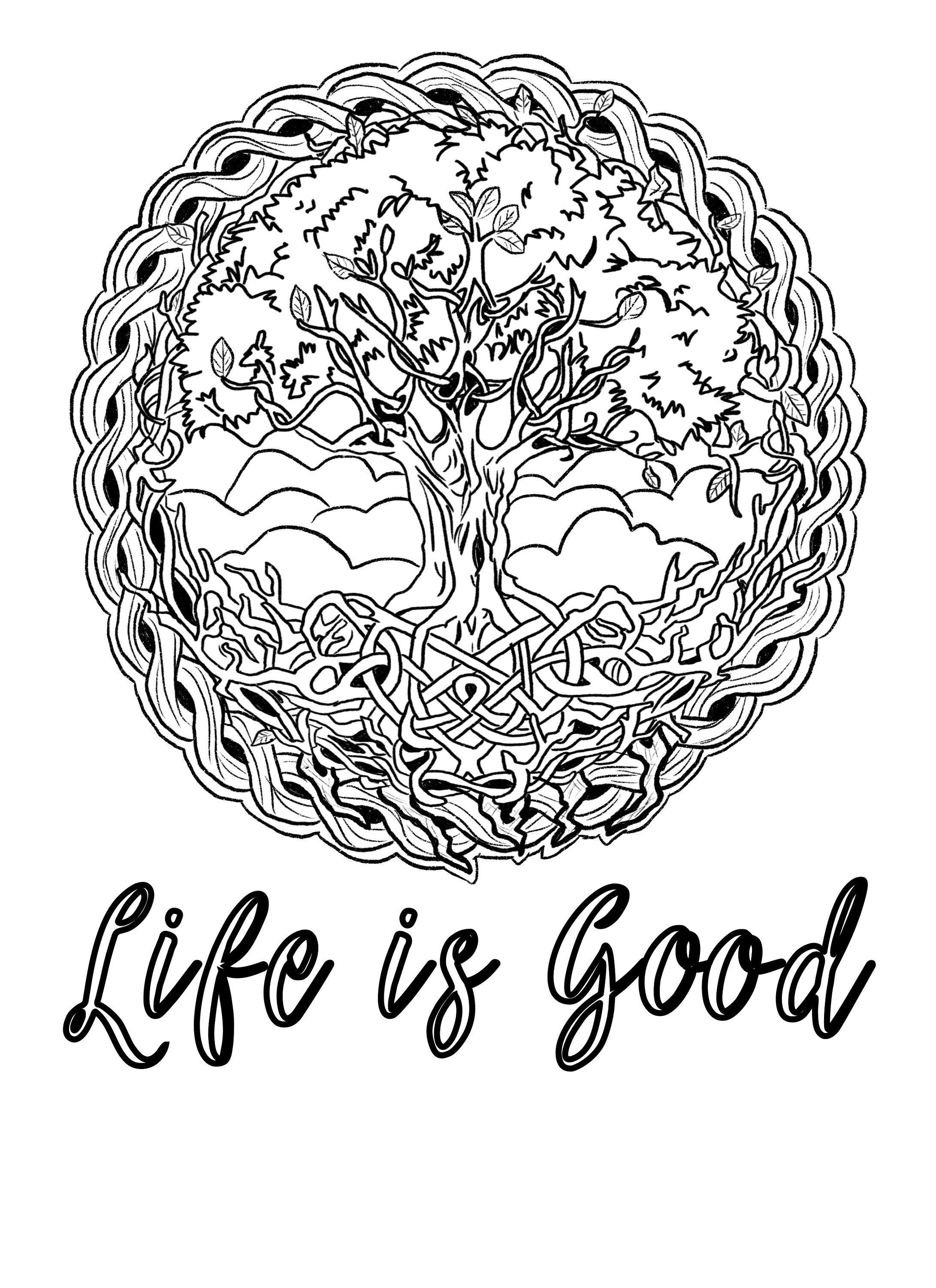 Adult Coloring Page Tree of Life Celtic Design Etsy