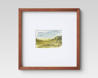 Original Abstract Watercolor Landscape Painting - 5x7