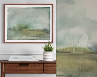 Original Watercolor Abstract Landscape Painting - Large 30x22 Wall Art - Modern Hand-Painted Home Décor