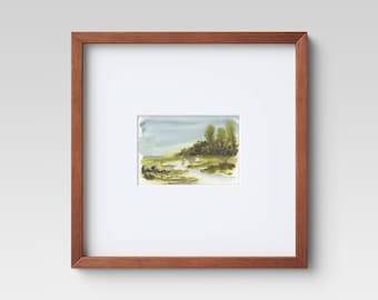 抽象水彩風景画：オリジナル5x7アート - Etsy 日本