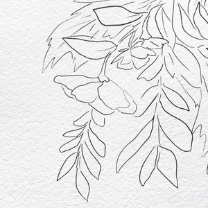 Floral Hand Drawn Digital Download Coloring Pages 6 Printable Flower Coloring Pages image 5