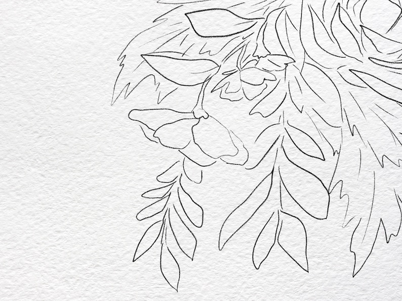 Floral Hand Drawn Digital Download Coloring Pages 6 Printable Flower Coloring Pages image 5