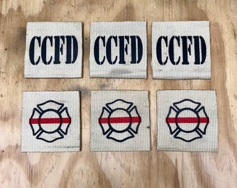 Custom Printed Fire Hose Coasters - Firefighter birthday gift fireman decor - Christmas - Firefighter Drink Coaster -  Father’s Day gift