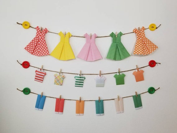 Laundry Room Decor Fun Laundry Room Decor Origami Clothes Origami Dresses Fun Wall Decor Laundry Wall Hanging Girls Room Decor Paper Origami