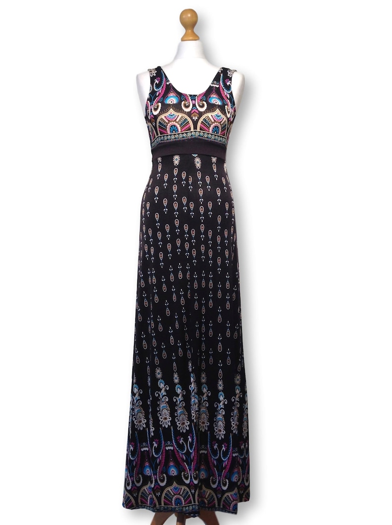 Bohemian Black Maxi Dress Paisley Print / Bohemian Dress / Etsy UK