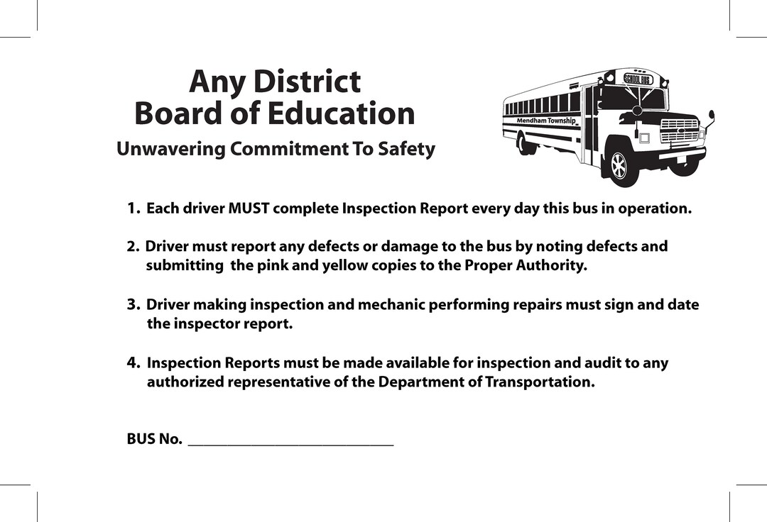 Coach Bus Inspection Sticker School Bus Inspection Book - Etsy