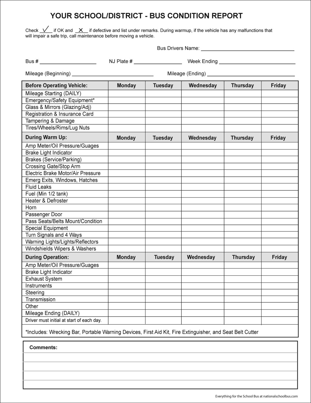 Report Sample Bus School Bus Condition Report - Etsy