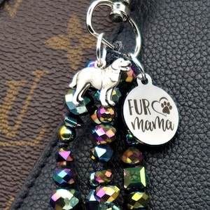 great pyrenees beaded purse charm for handbag, zipper pull, dog mom gift for her, keychain, dog lover gift for women, great pyrenees gifts