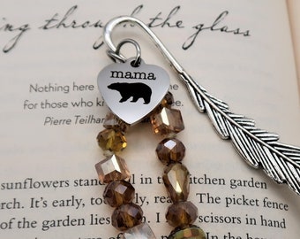 Mothers Day Gift from Daughter, mama bear bookmark, momma gifts beaded bookmark for women reader gift from son new mother, gift for mama