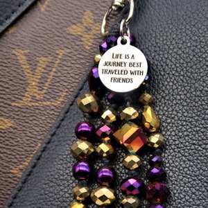 life is a journey best traveled with friends, crystal purse charm for handbag, bestie gifts, bff gifts for women, Galentines Day Gifts