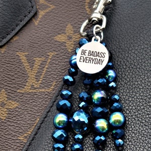 be badass everyday, beaded crystal purse charm for handbag, zipper charm for her, motivational gifts for women, inspirational birthday gifts