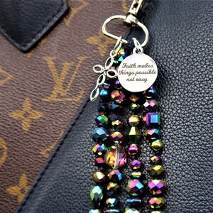 faith makes all things possible beaded purse charm for handbag, zipper charms, religious gifts, Christian gifts, spiritual gifts for women