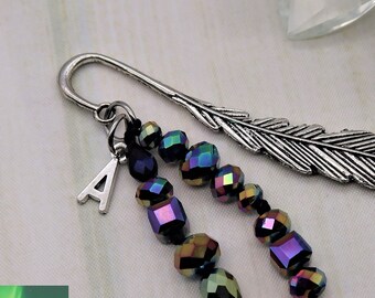 Personalized Bookmark Gift, Initial Bookmark beaded feather bookish bookmark for women, book gift for book lover, Secret Santa Gifts at Work