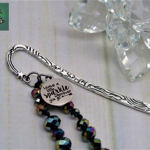 leave a little sparkle wherever you go beaded bookmarks for women, pre teenage girl gifts, girl power gifts, inspirational gifts for her