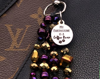 my birthstone is a coffee bean purse charm for handbag, coffee addict gift for women coffee gift for coffee lover, Secret Santa Gift at Work