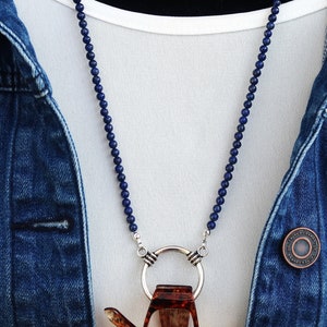 Blue Lapis Stone Glasses Chain, Beaded Eyeglasses Holder, Eyeglasses Loop Necklace, Reading Glasses Holder for Women, Lanyard for Glasses