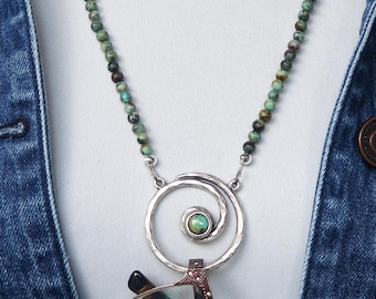 African Turquoise Beaded Glasses Chain, Eyeglasses Holder, Eyeglass Loop Necklace, Reading Glasses Holder, Lanyard for Glasses, Gift for Her