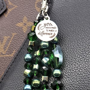 you were made to make a difference, beaded purse charm for handbag, zipper charm pull, inspirational gift for women, Teacher Christmas Gifts