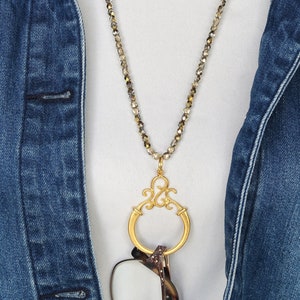 Gold Pendant Beaded Glasses Chain, Eyeglass Holder, Eyeglass Loop Necklace, Reading Glasses Holder, Sunglasses Lanyard, Eyewear Accessories