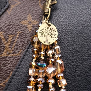 Mom Gift from Daughter, tree of life, beaded crystal purse charm for handbag, gold handbag charm for women, Mothers Day Gift from son