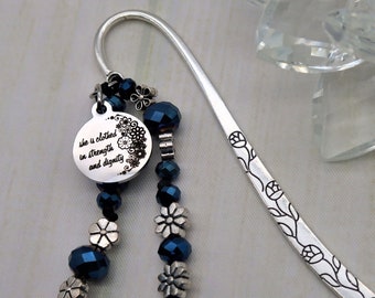 She is Clothed in Strength and Dignity, Christian Gift for Women, Religious Gift, Bible Bookmark, Bible Study Gift for her, Christian Sister