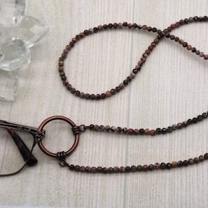 Jasper Stone Glasses Chain, Beaded Eyeglasses Holder, Eyeglasses Loop Necklace, Reading Glasses Holder, Gift for Women, Lanyard for Glasses