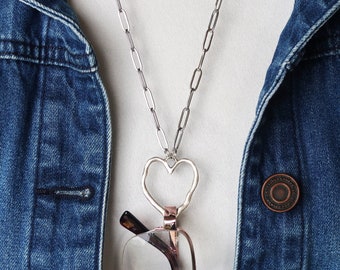 Catenina per occhiali a cuore in argento, anello porta occhiali, collana in acciaio inossidabile con graffetta, porta occhiali da lettura per donna, cordino per occhiali