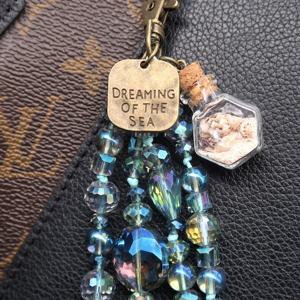 dreaming of the sea, purse charms for handbags, beach theme gifts for women, beach birthday gifts for mom, beach gifts for beach lovers