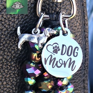 dachshund beaded purse charm for handbag, doxie mama, bag charm tassel, dog mom gift, dog lover gift for women, sausage dog, dachshund gifts