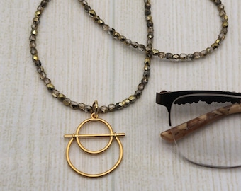Gold Pendant Glasses Chain, Beaded Eyeglasses Holder, Eyeglasses Necklace, Reading Glasses Jewelry for Women, Sunglasses Lanyard for Glasses