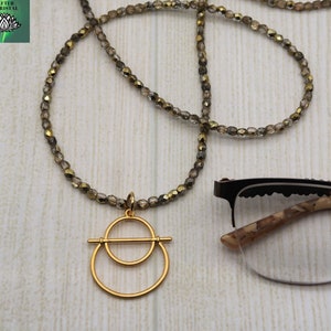 Gold Pendant Glasses Chain, Beaded Eyeglasses Holder, Eyeglasses Necklace, Reading Glasses Jewelry for Women, Sunglasses Lanyard for Glasses