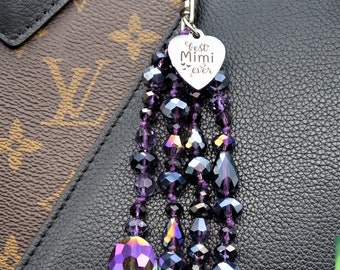 Best Mimi Ever, beaded purse charm for handbag, Grammy Gifts from granddaughter, Grandma Gift, Grandmother gifts from grandkids, Mimi gifts