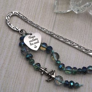 Hope Anchors the Soul, Nautical bookish bookmark for women, book gift for book lover, anchor gift for her, anchor bookmark, beach lover gift