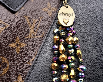 Always Love Beaded Crystal Bag Charm for Purse Charm for Handbag, Gold Purse Charm for Women, Zipper Charms for Her, Purse Jewelry, Mom Gift