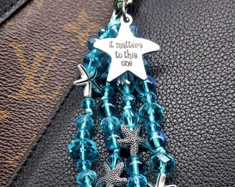 Estrella de mar es importante para este encanto de bolso de cristal para bolso encanto de cremallera de estrella de mar para las mujeres historia de estrella de mar regalo de agradecimiento para mamá adoptiva