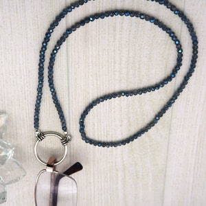 Aqua Blue Crystal Beaded Glasses Chain, Eyeglasses Holder, Eyeglasses Loop Necklace, Reading Glasses Holder, Sunglasses Lanyard for Women