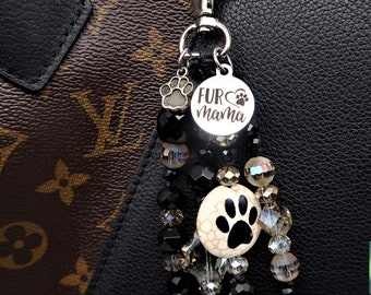 Fur Mama beaded purse charm for handbag for women, dog and cat lover, birthday gift from pet from cat, dog mom, Mothers Day Gift from Dog