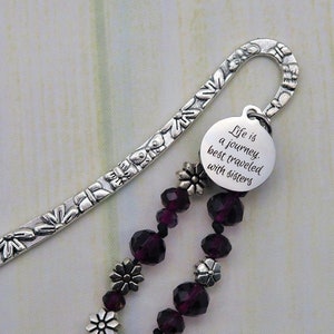 life is a journey best traveled with sisters beaded sister bookmark, sister friends bookmark for women, secret sister gift, step sister gift