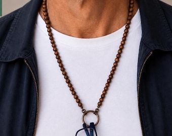 Natural Wood Eyeglass Chain, Men's Eyeglass Loop Necklace, Reading Glasses Chain Gift, Sunglasses Lanyard, Eyeglasses Holder for Men, Unisex