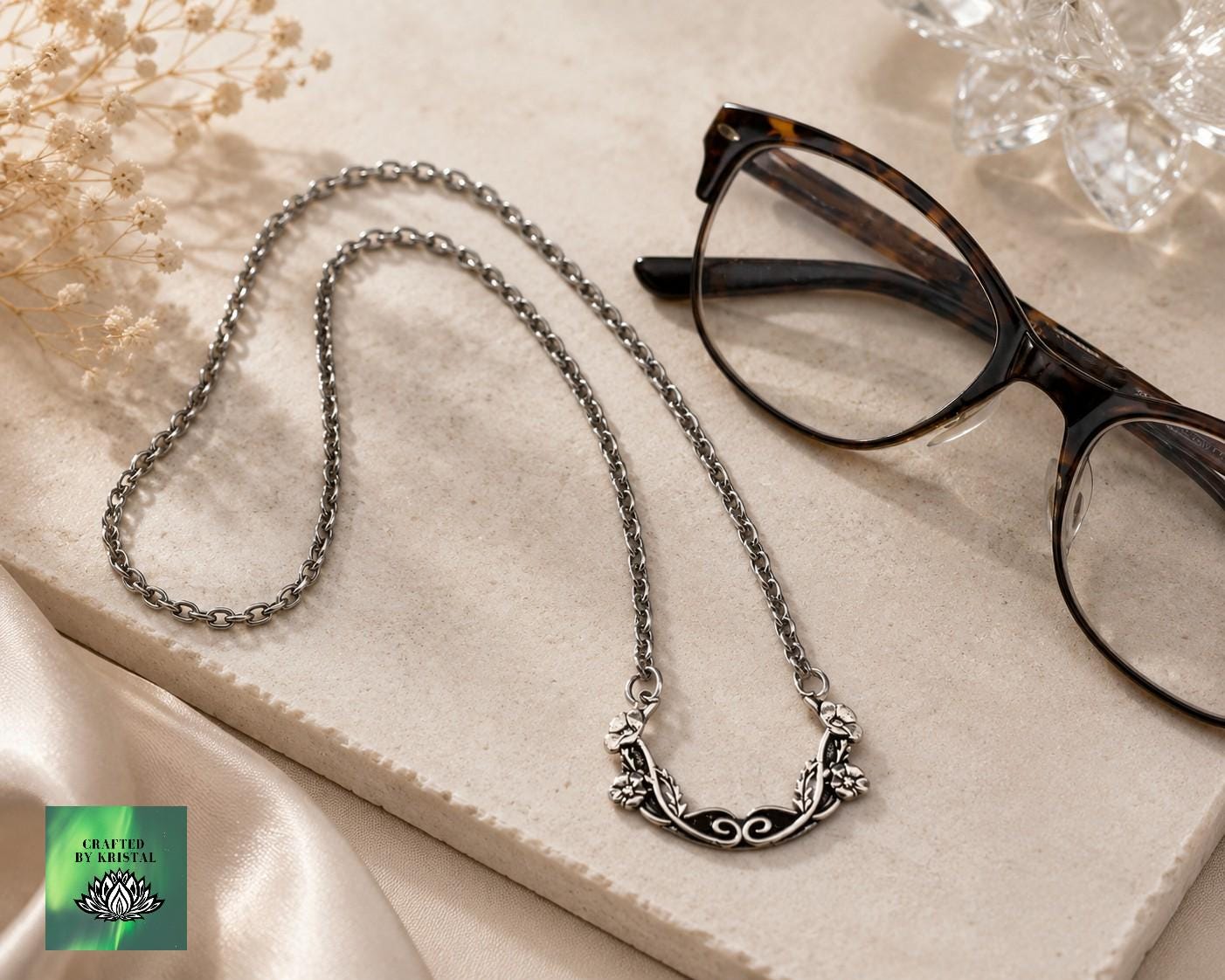 Chaine de lunettes marron écailles Hazel par Atelier Kat H