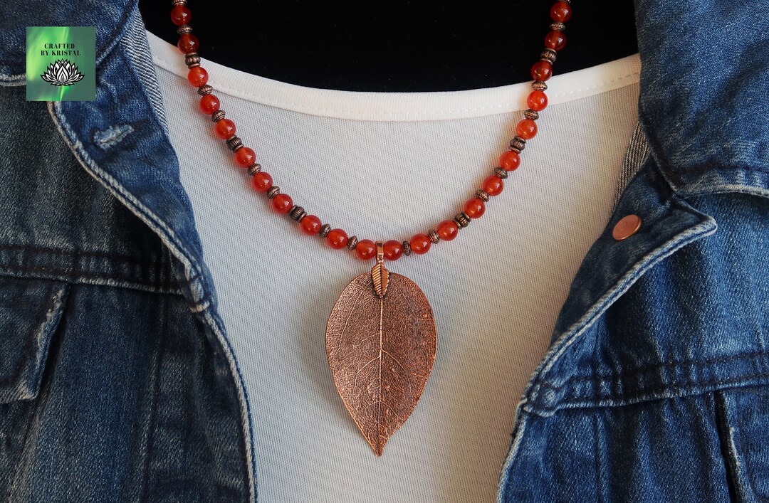 Real Leaf Pendant Copper Leaf Necklace for Her Thanksgiving Etsy