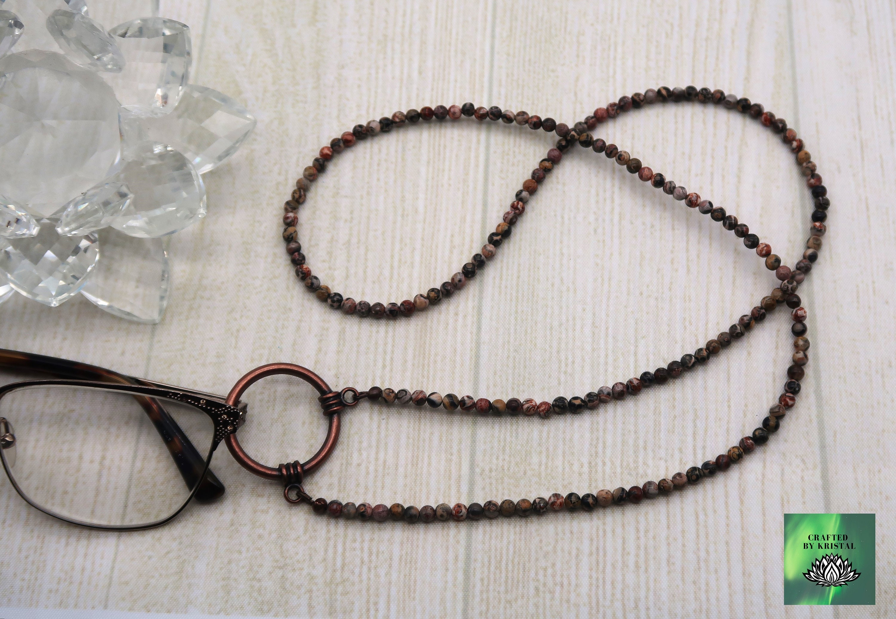 Jasper Stone Glasses Chain, Beaded Eyeglasses Holder, Eyeglasses Loop Necklace, Reading Glasses Holder, Gift for Women, Lanyard for Glasses