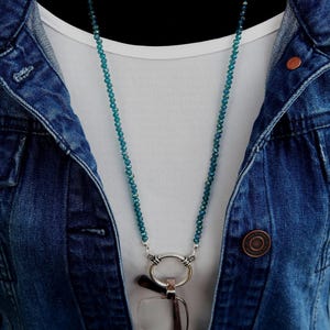 Turquoise Crystal Eyeglass Chain, Beaded Eyeglasses Holder, Eyeglasses Loop Necklace, Reading Glasses Holder, Sunglasses Lanyard for Women