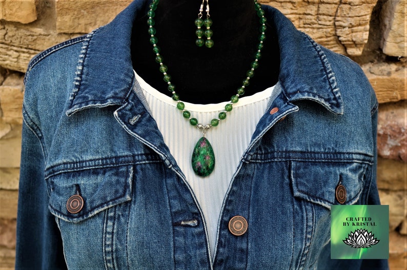 green agate jewelry birthday gift for mom green and purple agate stone beaded necklace and earring set Mothers day gift for grandmother