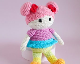 PATTERN Rainbow Girl amigurumi doll pattern crochet