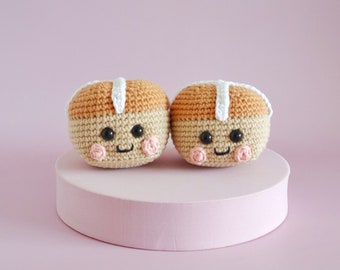 PATTERN Bobby the Hot Cross Bun crochet amigurumi pattern kawaii
