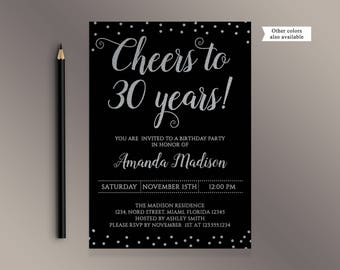 30th birthday invite etsy