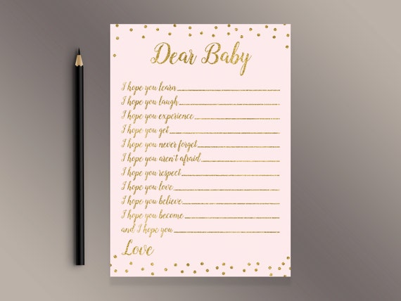 Dear Baby Baby Shower Games Wishes For Baby Pink And Gold Etsy Dear Baby Baby Shower Games Wishes For Baby Pink And Gold Etsy